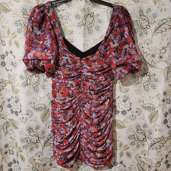 ZARA Floral Printed Dress With Ruching size medium - Picture 11 of 15